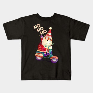 Santa Clause Scooterist Kids T-Shirt